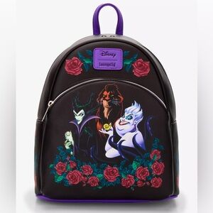 Loungefly Disney Villains Trio Roses Mini Backpack NWT